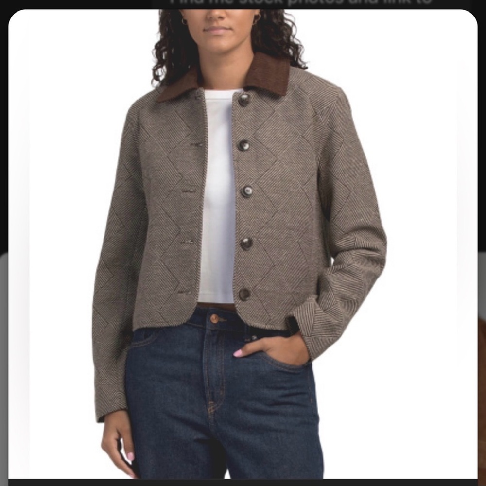 Women’s Brown cropped Checkered Barn Jacket